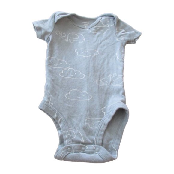 Carters One Piece Onesie Boys Size 6M Gray Cloud Elephant Short Sleeve Bodysuit - Picture 1 of 3